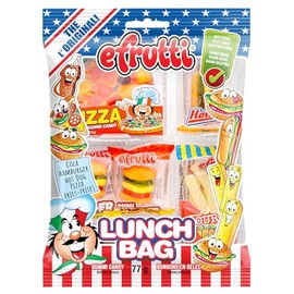 Efrutti, The Original Lunch Bag Candy - Pizza, Hot Dog, Hamburger, Fries, Cola - 77 g bag