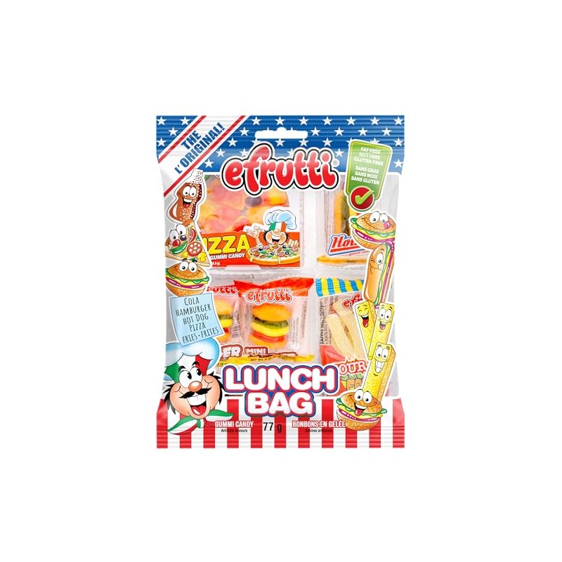 Efrutti, The Original Lunch Bag Candy - Pizza, Hot Dog,