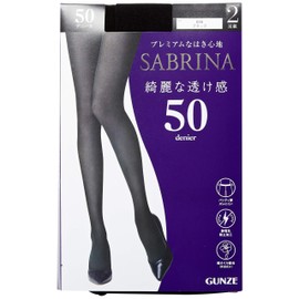 Gunze SABRINA Women's Tights, Beautiful Sheer, Deep Black, Anti-pilling, 50 Denier, 2 Pairs, Black