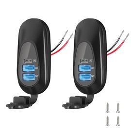 56W 3 Ports 12V Car USB Outlet, 1PCS Type-C PD3.0 Quick Charge & Dual USB-A QC3.0 Panel Wall Surface Mount, Multi-Port USB Socket Charger Adapter Automotive for RV Marine Boat Bus Camper ATV Truck