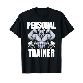 Funny PERSONAL TRAINER Gym Bro Rhino Instructor Team Protein T-Shirt