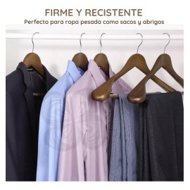 Universo en Linea Set 6 Gancho De Madera Hombro Ancho Para Prendas Pesadas
