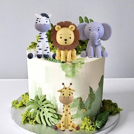 Safari - Decoración para tartas de animales salvajes, decoración de tartas de selva con jirafa de león, elefante cebra para animales salvajes con temática de cumpleaños