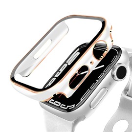 [2024 Improved Model] ANYOI Compatible IWatch Case, 1.6 inches (40 mm), Protective Case, Glass Film, Integrated, Plated, Easy Installation, IWatch Cover, High Transmittance, IWatch Series
