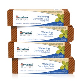 Himalaya Botanique Complete Care Whitening Toothpaste, Simply Peppermint, Fluoride Free for a Clean Mouth, Whiter Teeth and Fresh Breath, 5.29 oz, 4 Pack