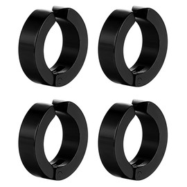 OQKAHIV 2 Pairs Men's Stainless Steel Hoop Earrings Set Earrings Men Women Cartilage Helix Piercing Ear Fashion Punk Earrings Hoop Earrings Black Earrings No Ear Piercing Required, Metal