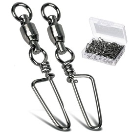 AMYSPORTS Saltwater Connector Fishing Snap Swivel High Strength Snaps Swivel Freshwater Ball Bearing Fishing Swivels Stainless Steel Corrosion Resistant Black Nickel 50pcs 99lbs