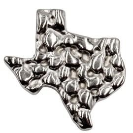 Texas Bolo Necktie Pendant, Silver Tone Wax Pattern Tx State Shaped Metal Tie Clasp, Western Clothing Accessories for Men