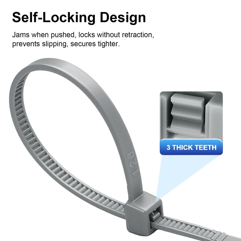 Baomain 100-Pack 8 Inch Self-Locking Nylon Cable Zip Ties, Heavy-Duty