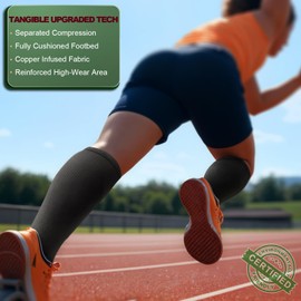 BULLIANT Women Compression Socks 3Pairs,Knee Socks 15-20mmHg Circulation Support Copper-Infused Tech(3Pairs,Small-Medium)