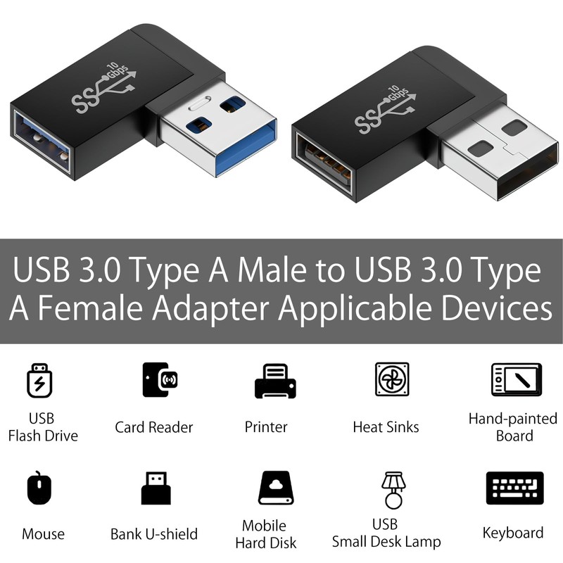 HENGBIRD USB 3.0 Angled Connector 90 Degree, USB Angle Plug