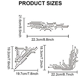 MAYJOYDIY Circuit Line Stencil 30x30cm Circuit Corners Engineering Painting Stencils 3 Patterns with Brush Power Line Trend Templates for Wood Wall Furniture Canvas Decor