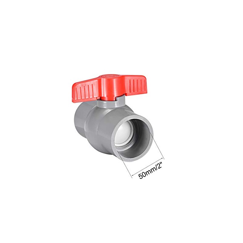 sourcing map 50mm PVC Ball Valve for Water Supply Pipe,