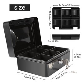 Steel Security Box Household, Mini Portable Petty Safe Lockable Cash Money Coin, Lock Box,6 Compartments Design Safe Box