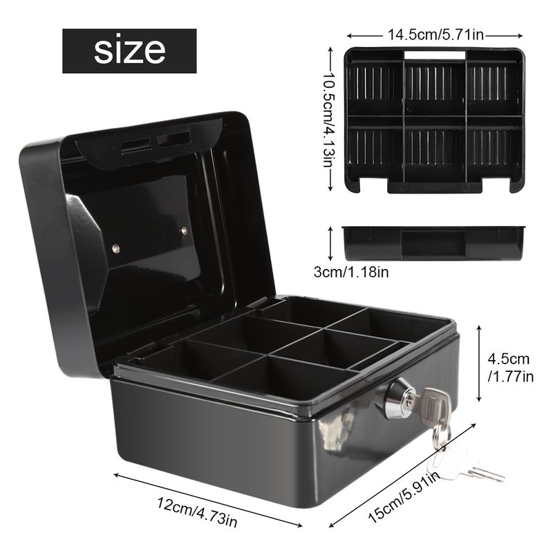 Steel Security Box Household, Mini Portable Petty Safe Lockable Cash