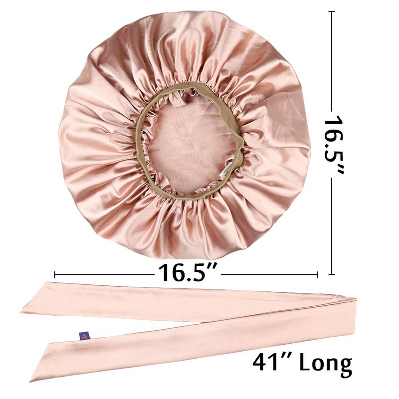 Alnorm Long Satin Bonnet Sleep Cap - Double Layer Soft