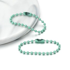 Whakano Pack of 100 Ball Chains, Metal Beads Chain, Hanging Chain, 2.4 mm, Matching Connectors, Ball Chain, Chain for Key Chain, Hanging Ornaments, for DIY Jewellery Making Day, Mint Green, 10 cm