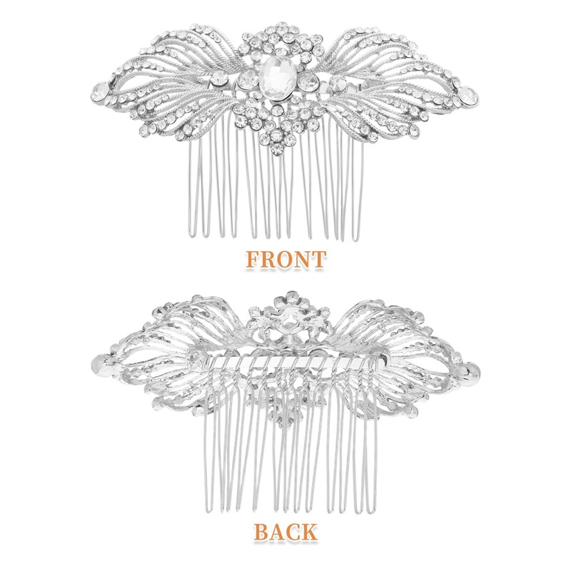 FRCOLOR Bridal Hair Comb with Rhinestones and Simulated Pearls Elegant