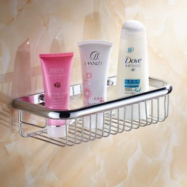 Beelee 11.81 Inch Brass Shower Caddy with Concealed Installation Screws Rustproof Bathroom Caddy Wall Shelves Kitchen Storage Basket Holder Chrome