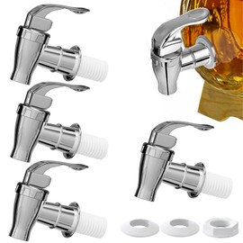 HAYGEM Set of 4 PP Material Tap Replacement Part, Non-Toxic and Odourless, Press Outlet Tap, Plastic Replacement Tap, Suitable for Drink Dispenser, for Wine Bottles, Drinks Bottles, Buckets