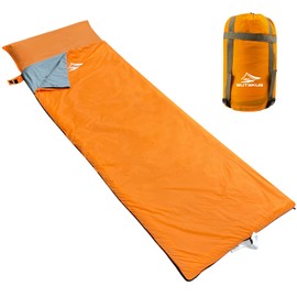Sutekus Sleeping Bag, Sleeping Bag, Outdoor Camping, Compact, Ultra Lightweight, Envelope Type, with Pillow Cases, Minimum Operating Temperature 8°C, Comfort Temperature 15°C (Orange)