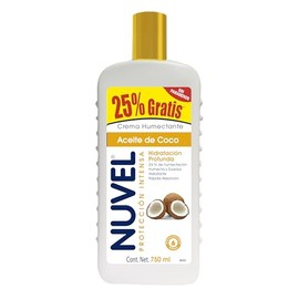 Nuvel Crema Corporal Hidratante con Aceite de Coco, 750 ml | Hidratación Profunda para Cuidado Facial y Corporal | Crema Humectante para Piel Seca o Grasa