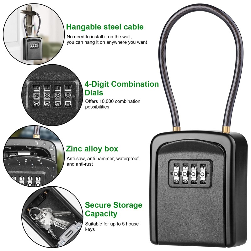 Key Safe, [New Version] [Weatherproof] Diyife Portable Lock Box for