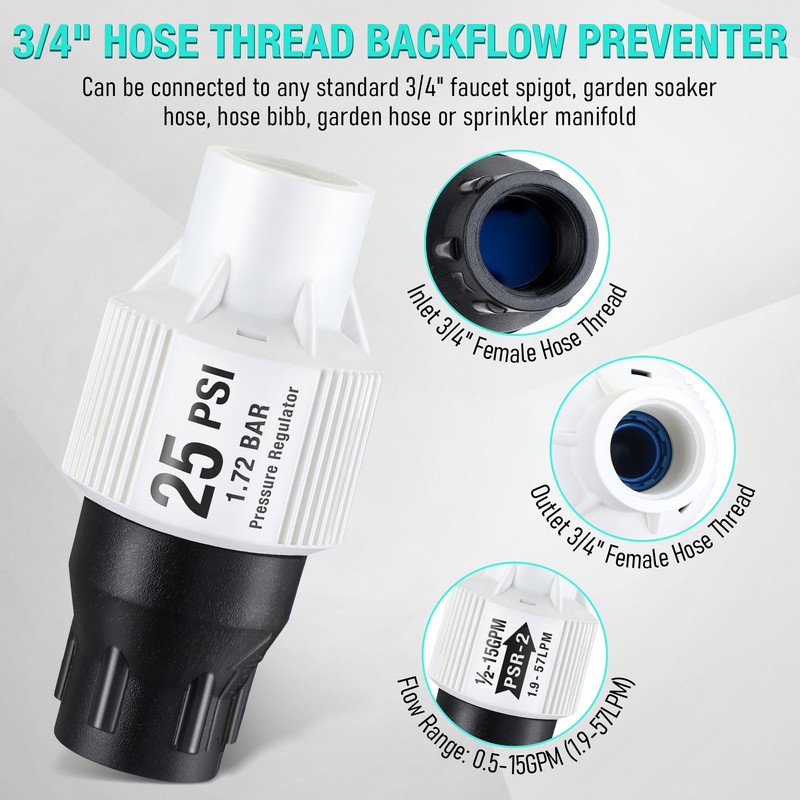Aurelema Drip Irrigation Pressure Regulator and Filter, 25 PSI Water