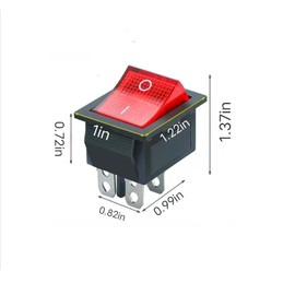 1Pcs KCD4 red Rocker Switch, 4 pin with Light AC250V 16A /AC125V 20A, Suitable for Various Electromechanical Equipment Button Switch