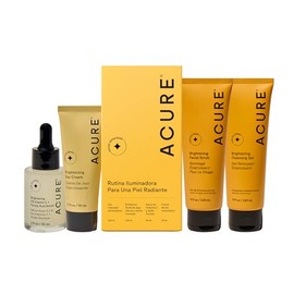 Acure  Kit Iluminador  Combate la opacidad y el tono desigual  Rutina de Cuidado Facial Limpiador, Exfoliante, Suero de Vitamina C y Crema de Da