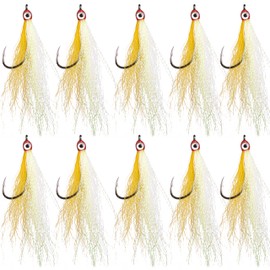 Bucktail Teasers Fishing Hook Fly Streamer Flies, Classic Clouser Minnow Fishing Flies Streamers Fly Fishing Lures for Trout Bass Saltwater Freshwater, Pack of 10