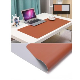 SnowGesh 1.8mm Thick Leather Table Protector - Heavy Duty Waterproof Desk Cover for Dining,Coffee Table, Nightstand, Dresser Top Non-Slip Scratch Resistant Surface, 16x36 Inch (Brown+Gray)