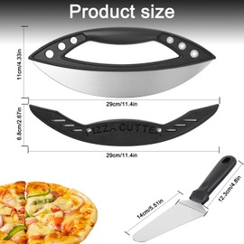 Fzyisw 30cm Large Pizza Cutter with Pizza Server Shovel - Stainless Steel Sharp Pizza Slicer - Easy to Clean & Effortless Cutting for Kitchen, Party, Picnic - Perfect for Pizza Lovers