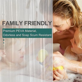 AmazerBath Plastic Shower Curtain, 60 x 72 Inches PEVA Heavy Duty Clear Shower Curtain, Waterproof Heavy Weight Thick Bathroom Curtain with 3 Big Clear Weighted Stones and 10 Rustproof Grommet Holes