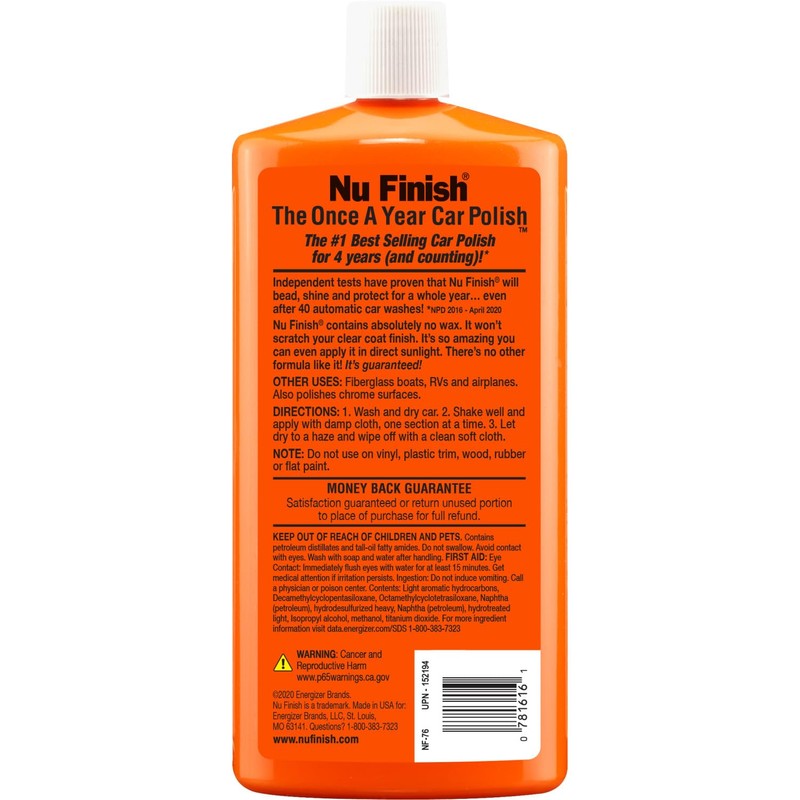 Nu Finish Car Polish, NF-76 Liquid Polish for Cars, Trucks,