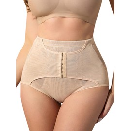 Women's Butt Lifting Panties Corset Thong Shapewear Tummy Control Faja Body Shaper Panty Floral Beige 2X Large