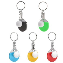 JJiaoLinin Sports Keyring, Pack of 5 Table Tennis Key Ring, Creative Metal Key Ring, Mini Table Tennis Bat, Key Fob for Bag Backpack, multicoloured