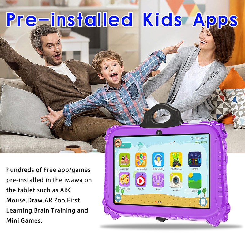 Kids Tablet 7-inch Android 12 6GB+128GB 1960*1080 High-Clear Screen Learning