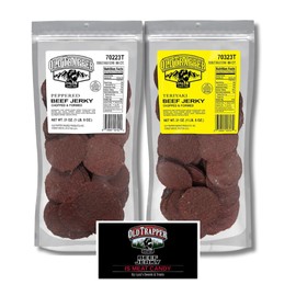 Old Trapper Double Eagle Beef Jerky Gift Set, Peppered & Teriyaki - Variety Pack of 2 with Bonus Old Trapper Magnet by Lyza's Sweets & Treats