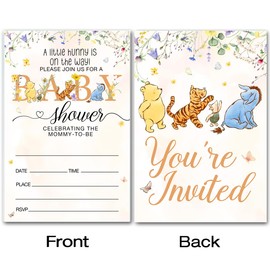 brayqu Winnie the Pooh Baby Shower Party Invitations Baby Shower Invitations Winnie the Pooh Baby Girl Party Invites (20 Cards with Envelopes)