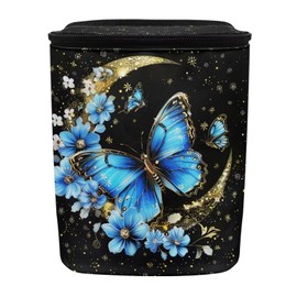 BIGCARJOB Butterfly Blue Car Trash Bags Hanging Automotive Car Garbage Bin with Adjustable Straps Reusable Auto Trash Bin Garbage Bags,Butterfly Car Accessories