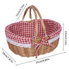 Wicker Picnic Basket, Natural Wicker Basket with Handle, Wicker Basket with Handle, Picnic Basket, Small Capacity, for Outdoor Picnic Camping, 25.5 x 21 x 13 cm