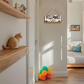 Texas Western Welcome Sign Wall Decor - Welcome Y'all, Cowboy Desert Landscape Wooden Wall Art, Rustic Hanging Plaque for Home Farmhouse Porch, Housewarming Gift