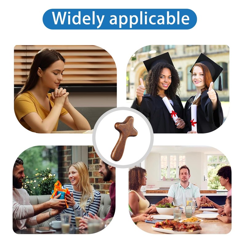 HUSOUE Wooden Cross, 2PCS Mini Olive Wood Holding Cross Comfort