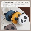Cute Panda Genuine Leather Coin Case with Keychain Women Double