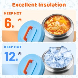 JXXM Lunch Box for Kids With 8oz Soup Thermo, Leak-proof Lunch Container with 2 Compartments, Thermo Food Jar Food Containers for Back to School Girls Boys (Blue)