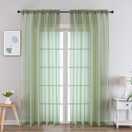 Gwine Sheer Curtains Sage Green 2x59Wx84L