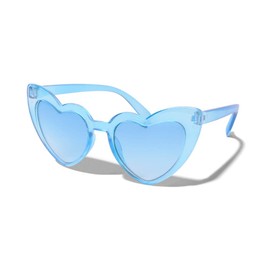 ShadyVEU Dress Up Slim Heart Shaped Shades Candy Colored Transparent Frame Cute Fun Cat Eye Love Kids Sunglasses (Blue)