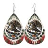 KOSUES Mexico Mexican Eagle Art Flag Faux Leather Teardrop Earrings