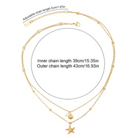 Mikovivi Shell Necklace for Women, Seashell Starfish Pearl Pendant Charm Jewelry Adjustable Beach Summer Necklace Decorations and Perfect Anniversary Birthday Gifts